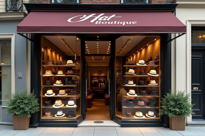 Vitrine d'une boutique de chapeaux élégants en journée