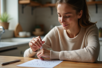Jeune femme en train de faire un cerclage de doigt