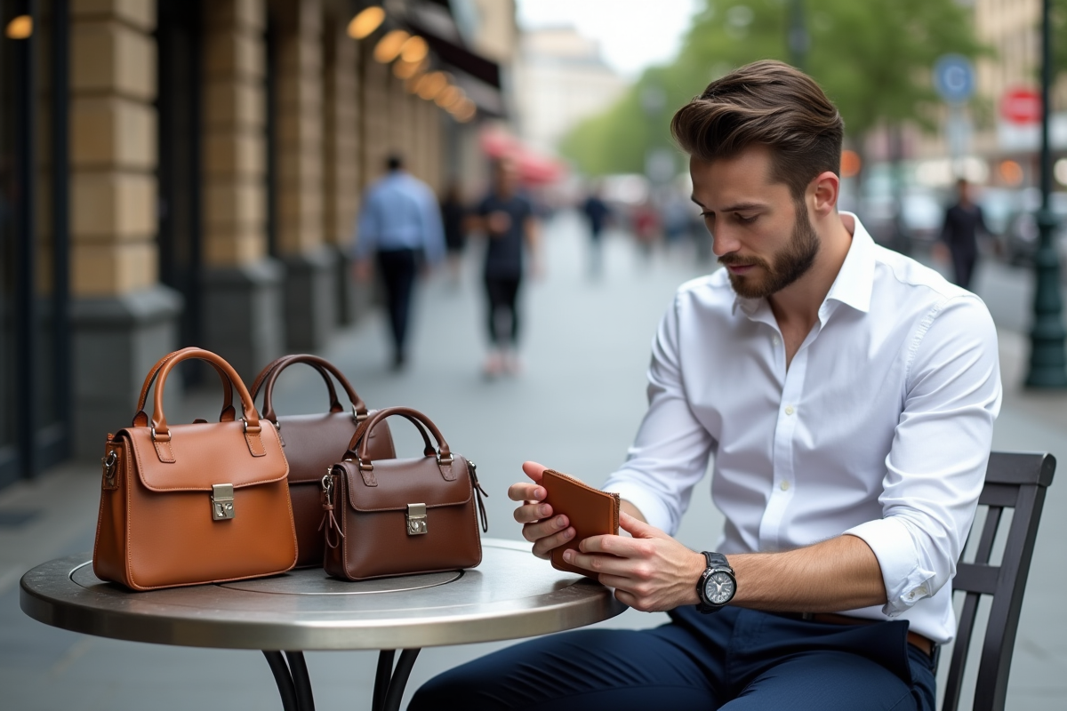 Homme professionnel examine sacs à l